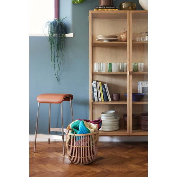 Konyakbarna-ezüstszínű kárpitozott bárszék szett 2 db-os (ülésmagasság 75 cm) Avenue – Hübsch-image-4