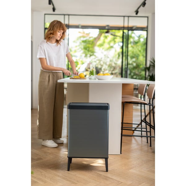 Szürke újrahasznosított műanyag érintésre nyíló szemetes 54 l Verto High – Curver-image-3