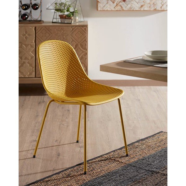 Sárga fém kerti szék Quinby – Kave Home-image-1