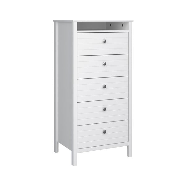 New York fehér keskeny komód 5 fiókkal, magassg 120 cm - Steens-image-1