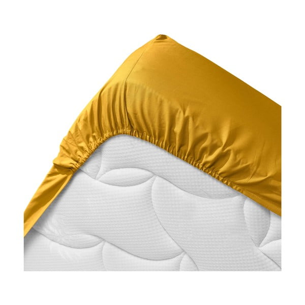 Sárga gumis bio pamut lepedő 160x200 cm Biolina – douceur d'intérieur-image-3