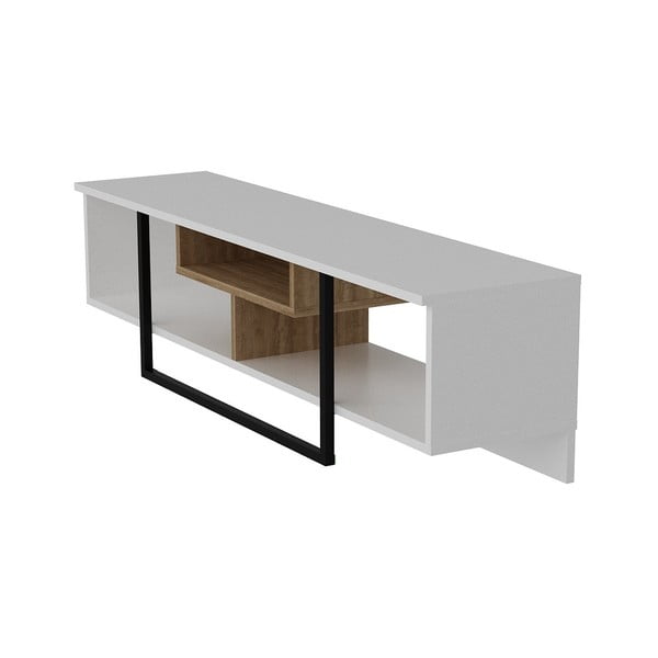 Fehér TV-állvány tölgyfa dekorral 149x40 cm Asal – Kalune Design-image-2