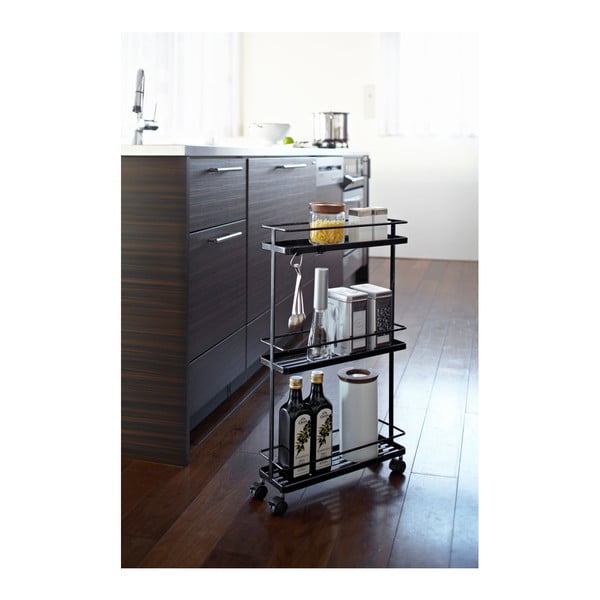 Fekete fém gurulós polcos állvány 38x66 cm Tower – YAMAZAKI-image-1