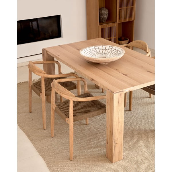 Étkezőasztal tölgyfa dekorral 100x200 cm Deyanira – Kave Home-image-3