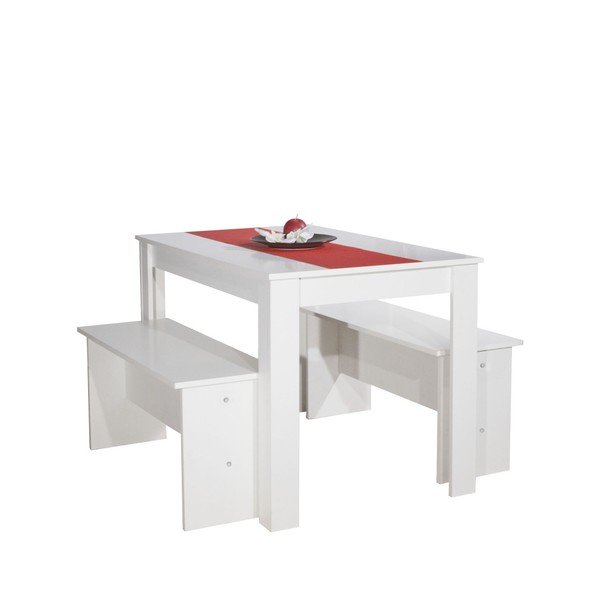 Nice fehér étkezőasztal, 2 paddal - Symbiosis-image-1