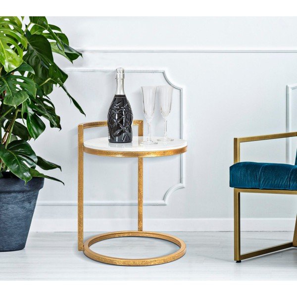 Kerek tárolóasztal márvány asztallappal ø 40,5 cm Round Marble – Mauro Ferretti-image-1