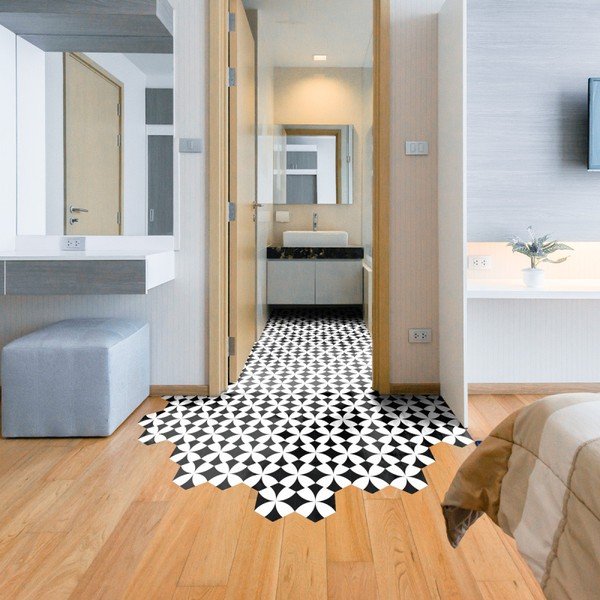 Floor Stickers Hexagons Bernardo 10 db-os padlómatrica szett, 40 x 90 cm - Ambiance-image-2