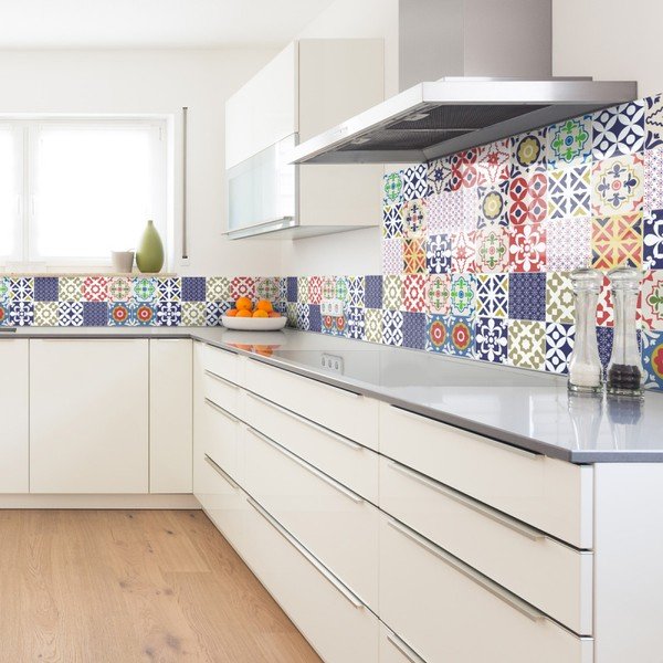 Wall Stickers Cement Tiles Azulejos Vinito 30 db-os falmatrica szett, 15 x 15 cm - Ambiance-image-3