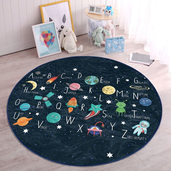 Sötétkék gyerek szőnyeg ø 100 cm Comfort – Mila Home-image-2