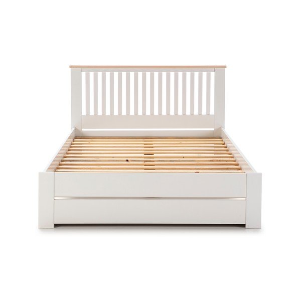 Fehér franciaágy ágyráccsal 140x190 cm Leba – Marckeric-image-2