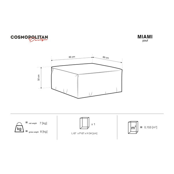 Miami sötétszürke puff, 65 x 65 cm - Cosmopolitan Design-image-4
