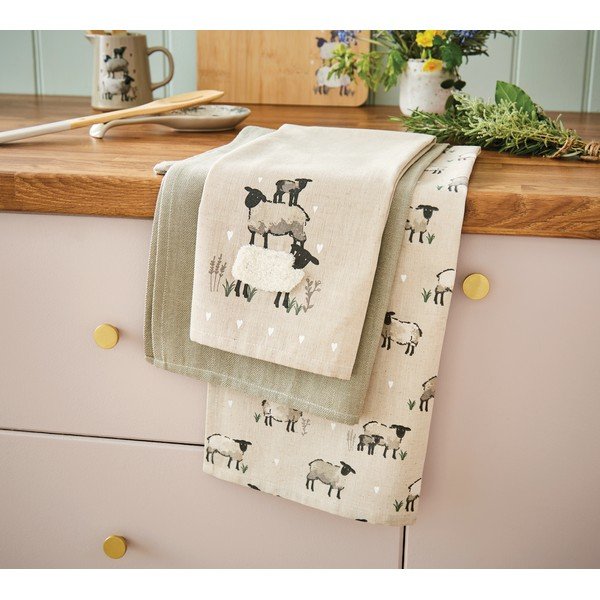 Lenkeverék konyharuha szett 3 db-os 45x65 cm Highland Sheep – Cooksmart ®-image-1