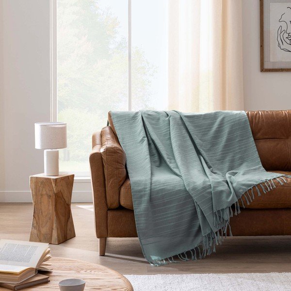 Zöld pamut ágytakaró 125x150 cm Lilia – douceur d'intérieur-image-1