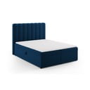 Sötétkék boxspring ágy tárolóhellyel 160x200 cm Gina – Milo Casa