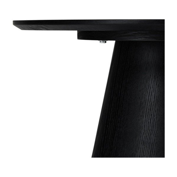 Fekete dohányzóasztal tölgyfa dekorral ø 60 cm Tango – Furnhouse-image-3