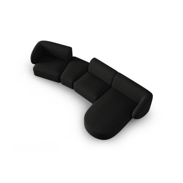 Fekete zsenília sarokkanapé (jobb oldali-heverő résszel) Paolo – Milo Casa-image-1