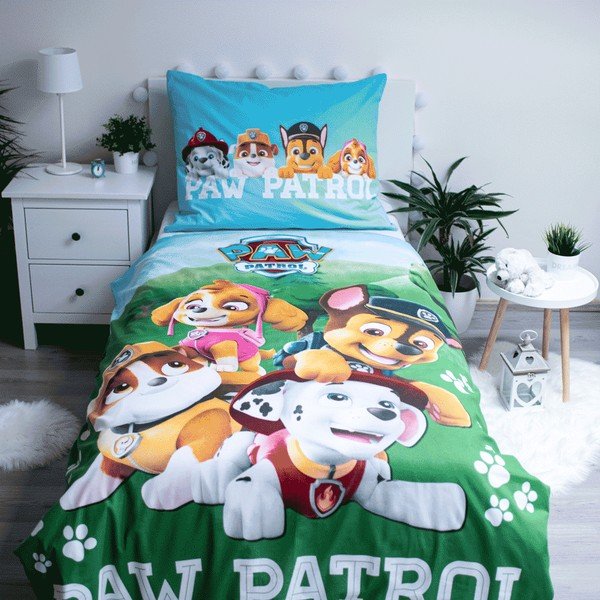 Pamut gyerek egyszemélyes ágyneműhuzat, világító hatással 140x200 cm Paw Patrol - Jerry Fabrics-image-1