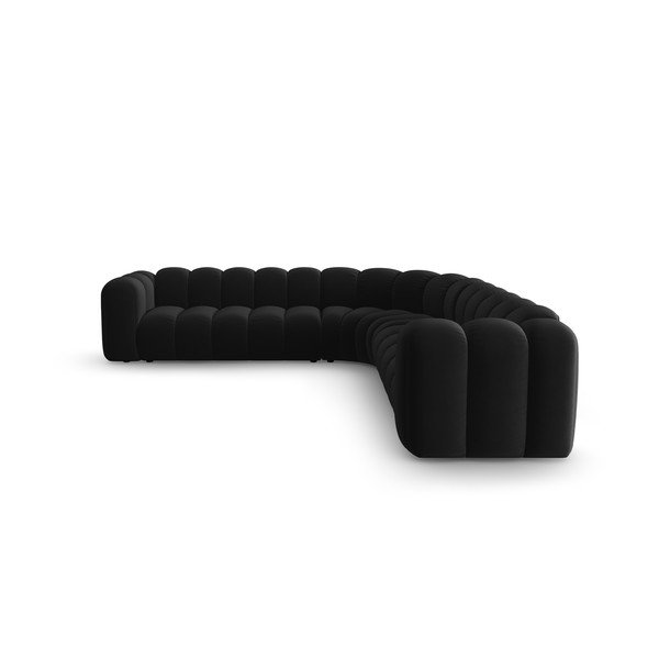 Antracitszürke bársony moduláris sarokkanapé Lupine – Micadoni -image-2