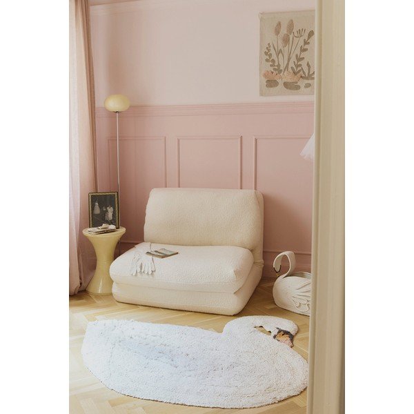 Krémszínű mosható-kézi szövésű pamut gyerek szőnyeg 100x120 cm Swan – Lorena Canals-image-1