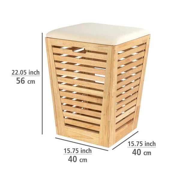 Natúr színű fa szennyeskosár 55 l Norway – Wenko-image-3