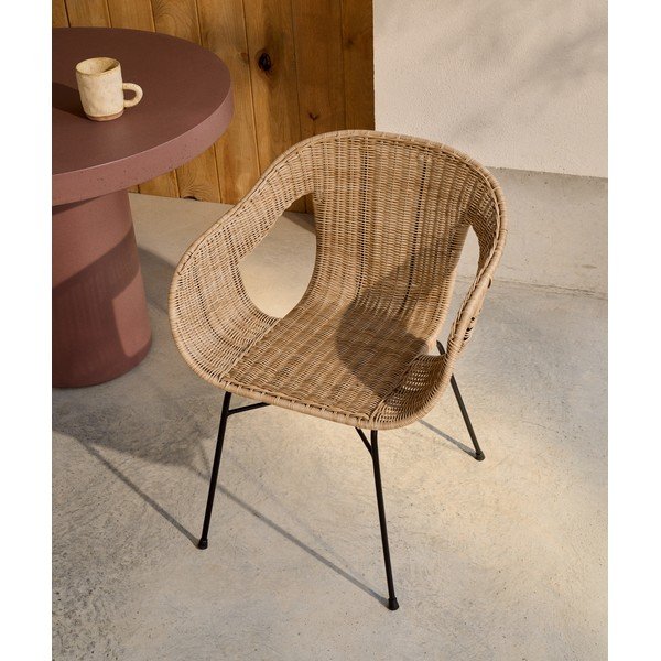 Natúr színű rattan kerti szék Eltiera – Kave Home-image-1
