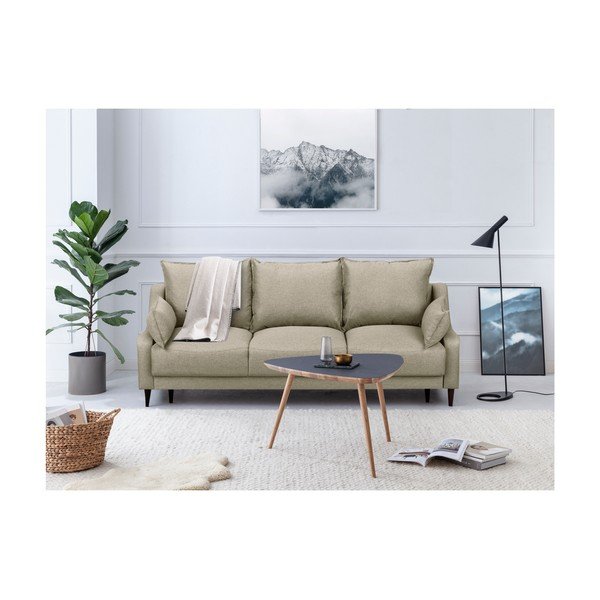 Ancolie bézs kihúzható kanapé ágyneműtartóval, 215 cm - Mazzini Sofas-image-3
