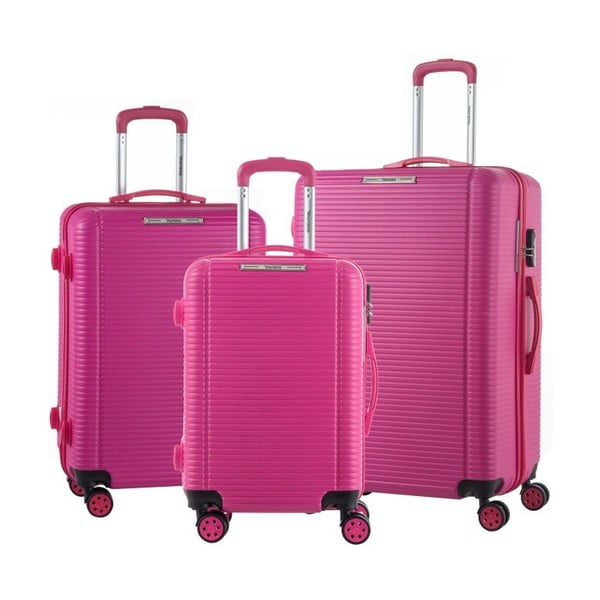 Vivienne 3 részes rózsaszín gurulós utazóbőrönd szett - Murano