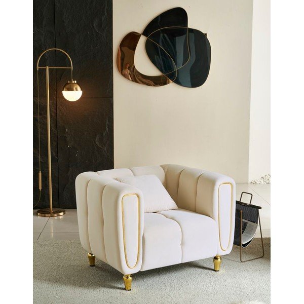 Krémszínű bársony fotel Alma – Mauro Ferretti-image-1