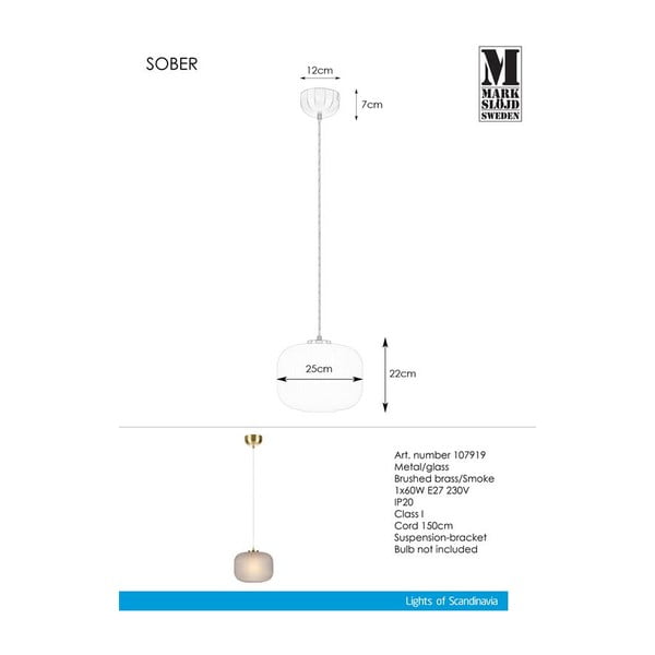 Sober Pendant Smoke függőlámpa - Markslöjd-image-2
