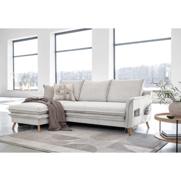 Bézs kinyitható sarokkanapé (bal oldali) Charming Charlie – Miuform-image-3