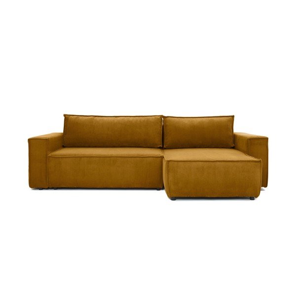 Bowie mustársárga kordbársony variálható kanapéágy - Bonami Selection-image-2