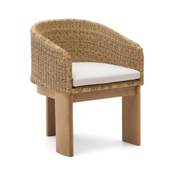 Natúr színű párnázott-rattan kerti szék Xoriguer – Kave Home