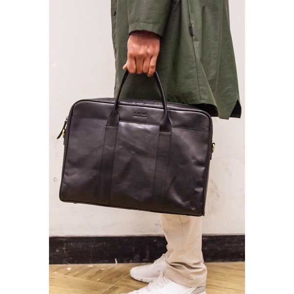 The Harvey fekete, bőr laptoptáska- O My Bag-image-1