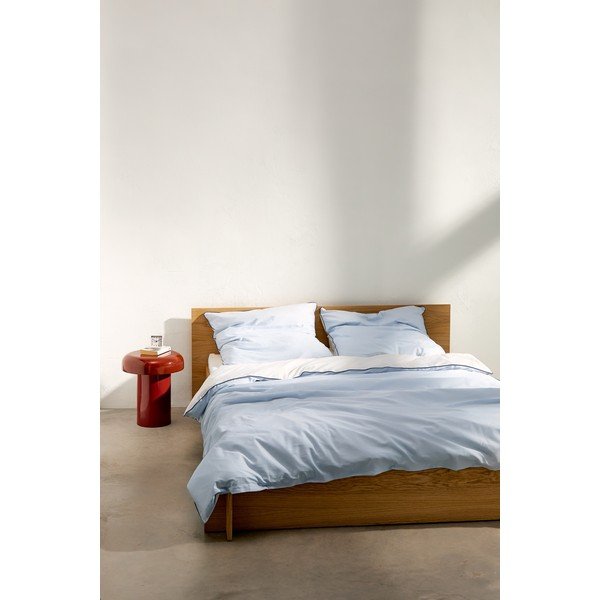 Világoskék egyszemélyes pamut-szatén paplanhuzat 140x200 cm Oba – noo.ma-image-3