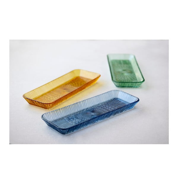 Kék üveg szervírozó tányér 14x38 cm Kusintha – Bitz-image-4