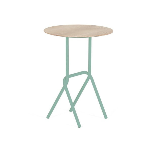 Désiré kisasztal zöldes-szürke fém konstrukcióval, ⌀ 40 cm - HARTÔ