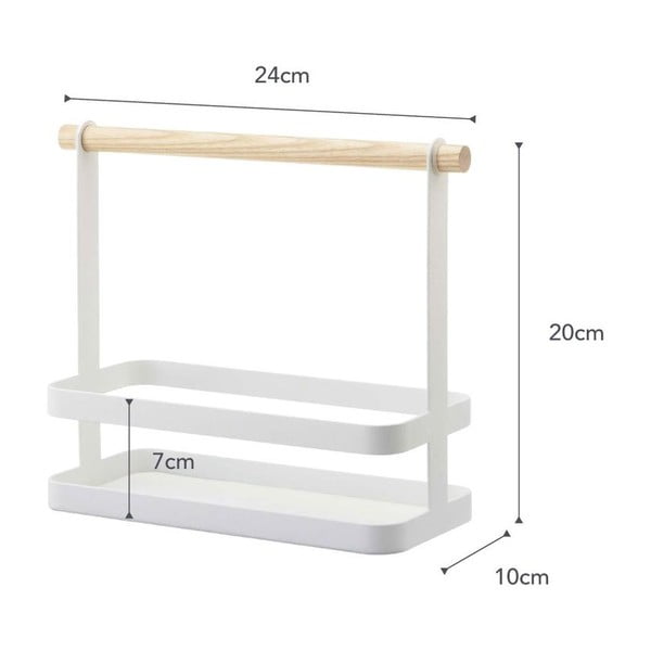 Tosca fehér fűszertartó polc bükkfa részletekkel - YAMAZAKI-image-3