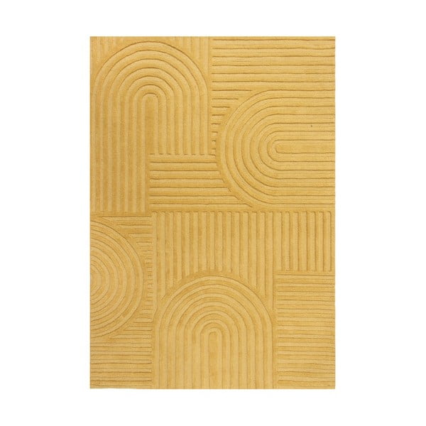 Zen Garden sárga gyapjú szőnyeg, 120 x 170 cm - Flair Rugs
