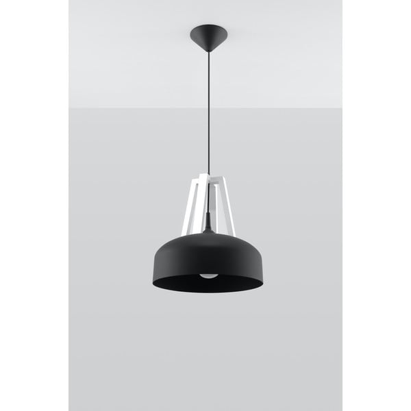 Olla fekete függőlámpa fa-fém búrával  ø 30 cm- Sollux-image-1