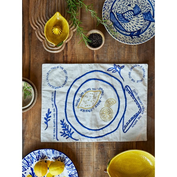 Lenkeverék tányéralátét 33x48 cm Limone – Bloomingville-image-1