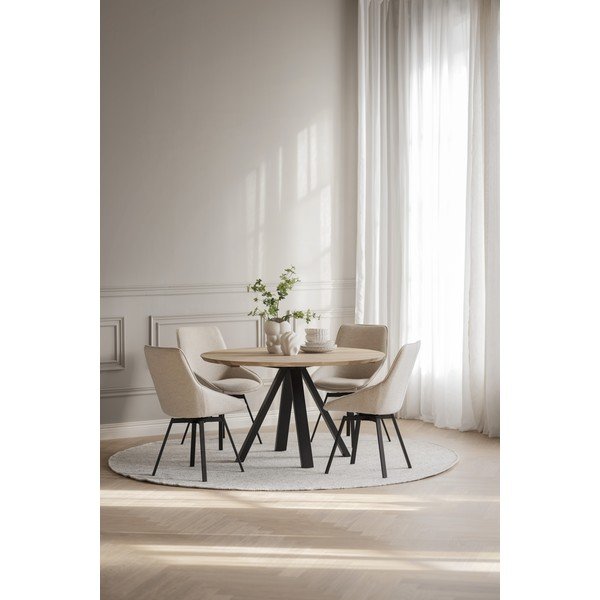 Natúr színű kerek étkezőasztal tölgyfa asztallappal ø 130 cm Carradale – Rowico-image-1