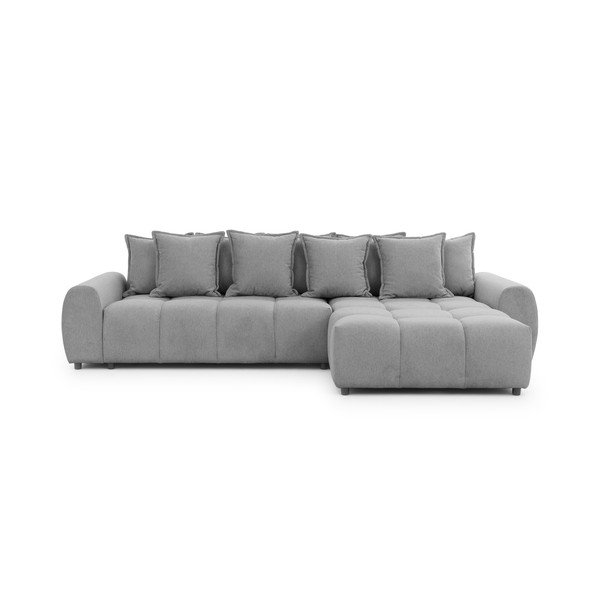 Szürke sarokkanapé (jobb oldali-heverő résszel) Albane  – Ropez