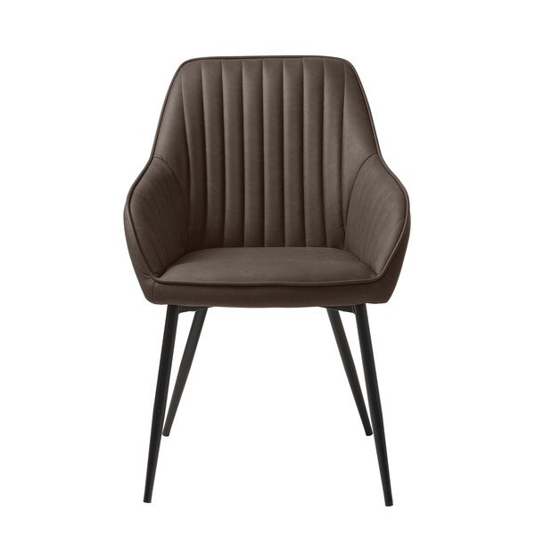 Sötétbarna kárpitozott karfás étkezőfotel Melfort – Unique Furniture-image-1