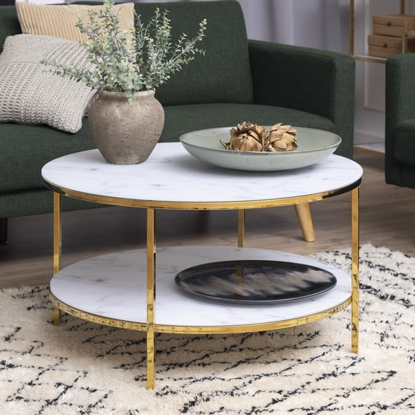 Alisma fehér kerek dohányzóasztal, ⌀ 80 cm - Actona-image-1