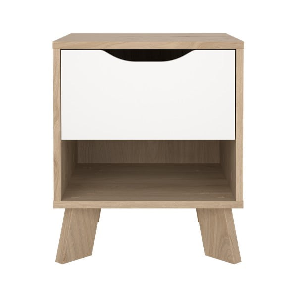 Fehér-natúr színű éjjeliszekrény Ikast – Tvilum