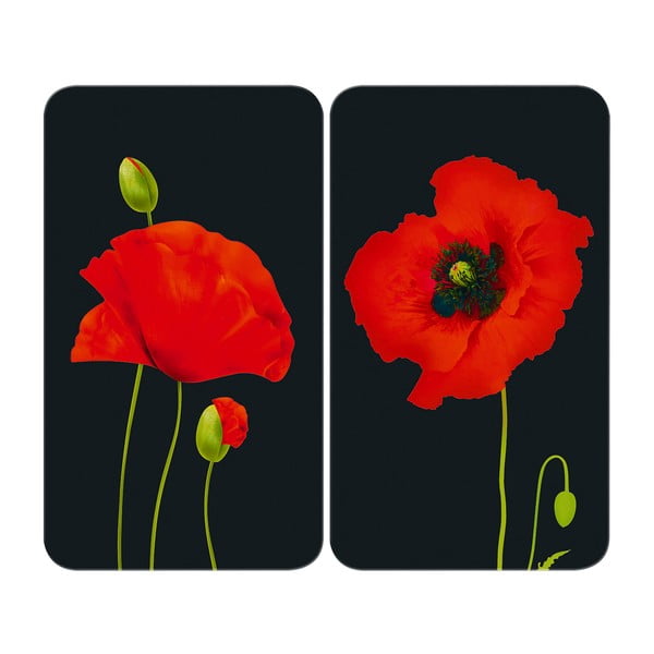 Edzett üveg tűzhely fedőlap szett 2 db-os 52x30 cm Poppy – Maximex