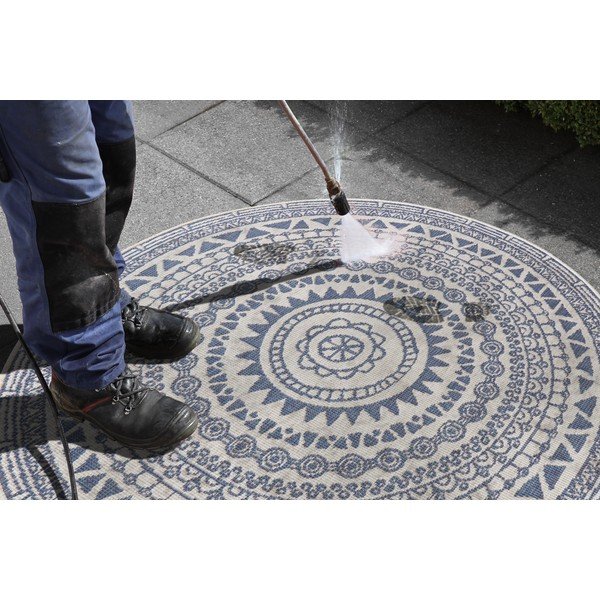 Coron kék-krémszínű kültéri szőnyeg, ø 140 cm - NORTHRUGS-image-4