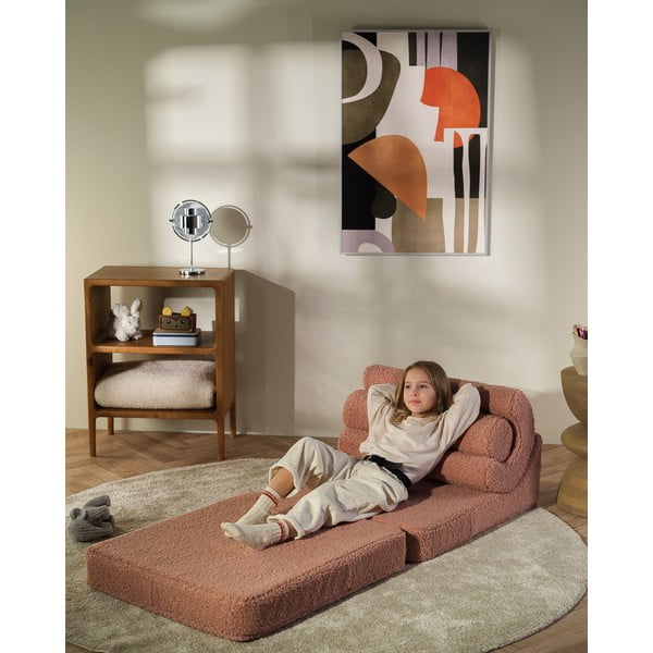 Rózsaszín buklé gyerek fotel Flipster – Wigiwama-image-1