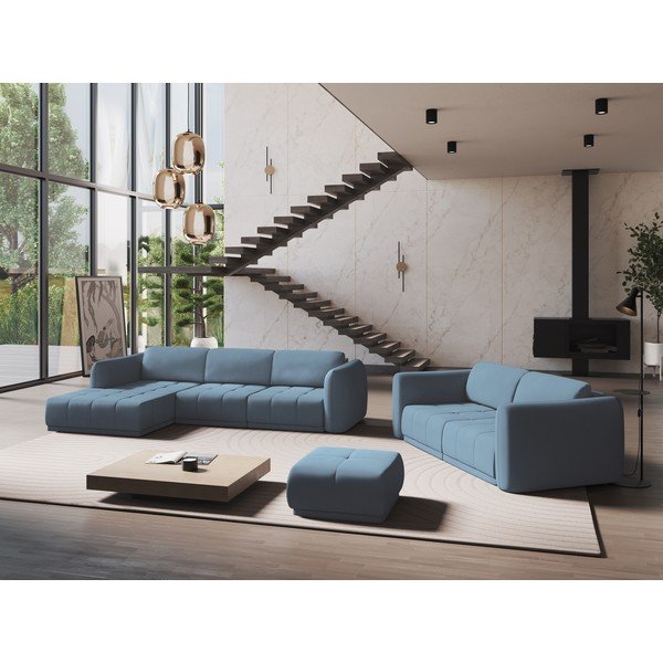 Világoskék sarokkanapé (bal oldali) Hoku – Makamii-image-1