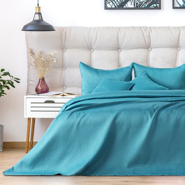 Carmen türkiz ágytakaró egyszemélyes ágyhoz, 210 x 170 cm - DecoKing